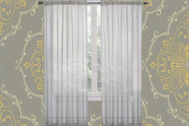 Living room window with wallpaper wall and white curtain, 15 Wallpaper and Matching Curtains Combos To Inspire You