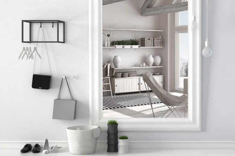 Scandinavian entrance lobby hall with mirror reflecting bright living room, Where To Place A Mirror On The Wall?