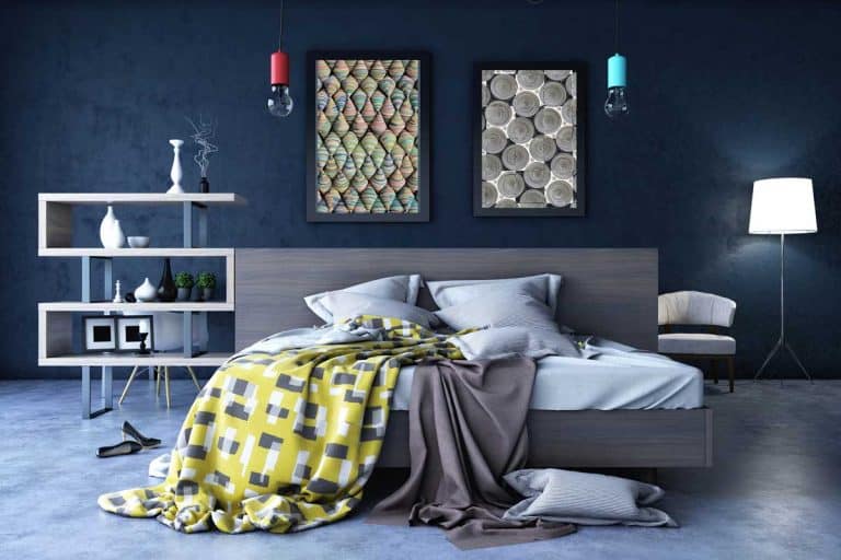 Bedroom in warm colors with creative atmosphere