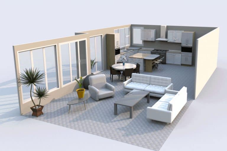 Spacious contemporary open living room with a combined dining area and kitchen, 13 Open Plan Kitchen Living Room Layout Ideas