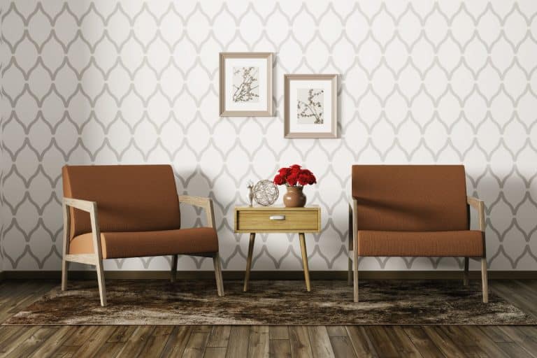 Living room with armchairs, coffee table and wallpaper, 11 Neutral Wallpaper Ideas For The Living Room