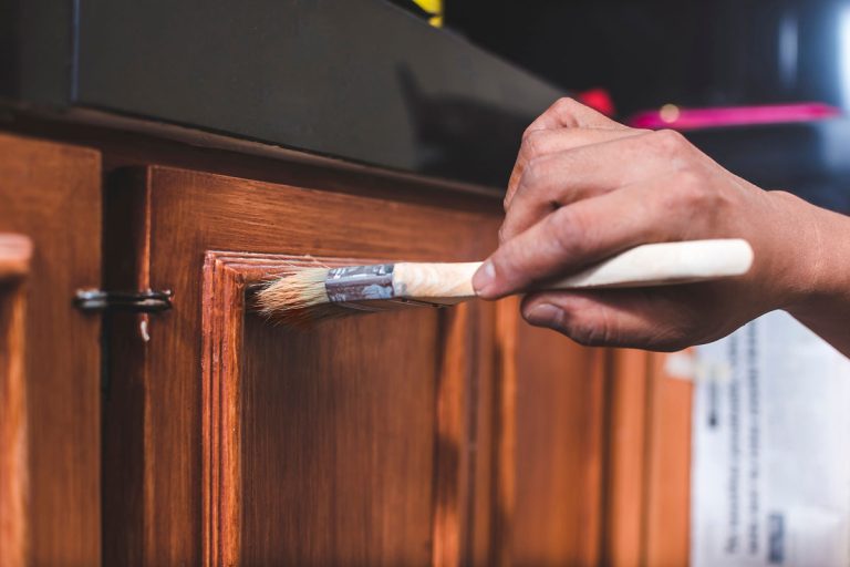 Coating an oak wood cabinet with varnish on surface, How To Darken Oak Cabinets