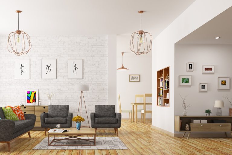 Modern interior of living room, scandinavian style - Does Grey Go With Pine Furniture
