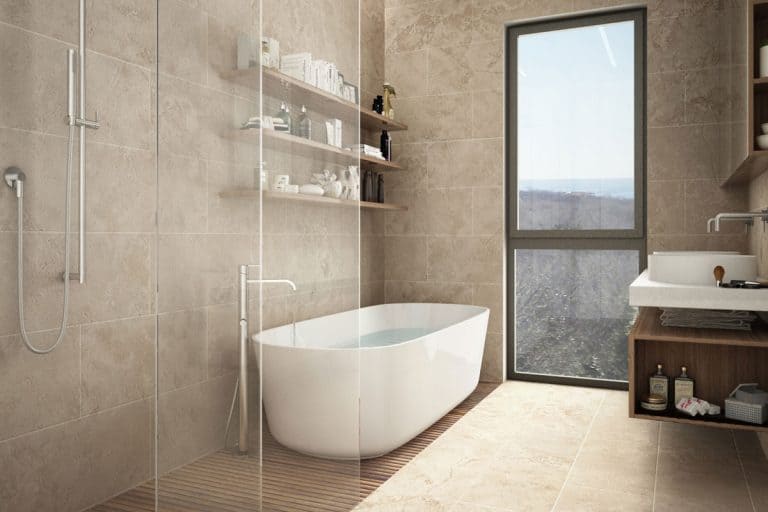 modern limestone bathroom bathtub shower shelves, Is Limestone Slippery When Wet?