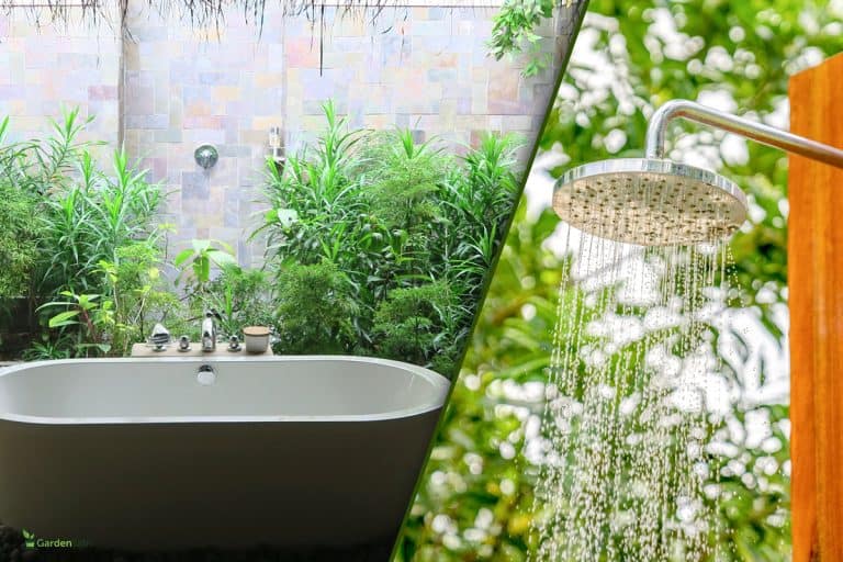 Deluxe Bedroom Exterior Bath Tub with Plants Surrounding, There A Difference Between A Garden Tub And Regular Tub?