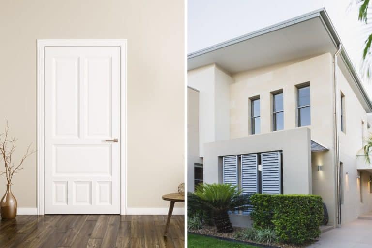 Modern interior of living room with door,armchair and coffee table. - Benjamin Moore Pale Oak Vs Edgecomb Gray - What Are The Differences?